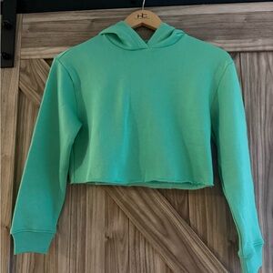 Happy Nation green teal cropped hoodie girls medium 10 NWT